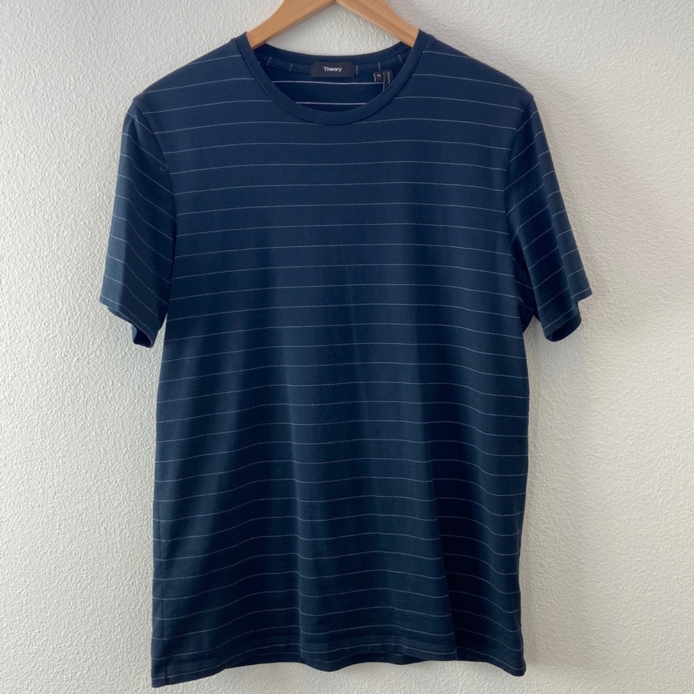 Theory Pixel Stripe Clean Tee in Pima Cotton